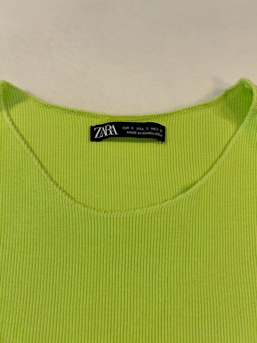 Zara Neon Lime Ribbed Cropped Tank Top - Picture 2 of 6
